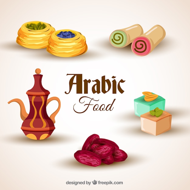 Realistic arabic food pack