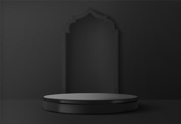 Realistic arabic style window with podium