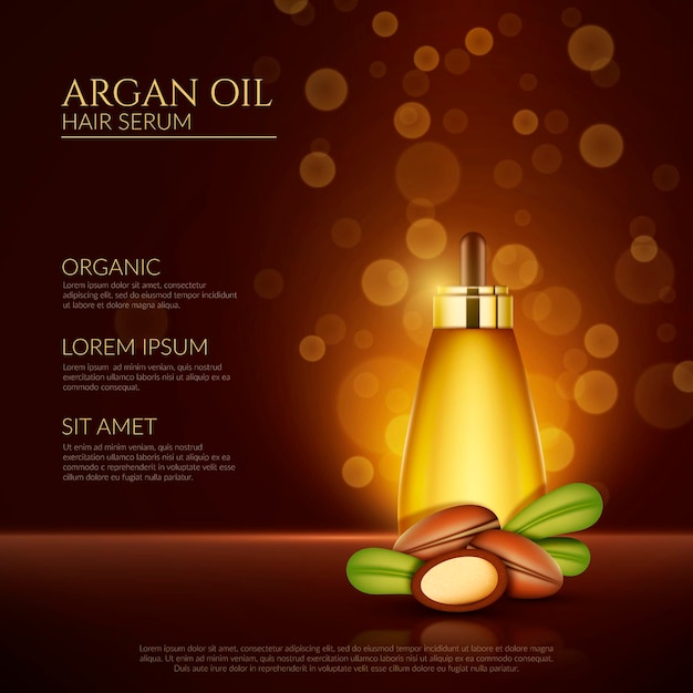 Free vector realistic argan oil hair serum promo