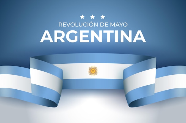 Realistic argentinian dia de la revolucion de mayo illustration