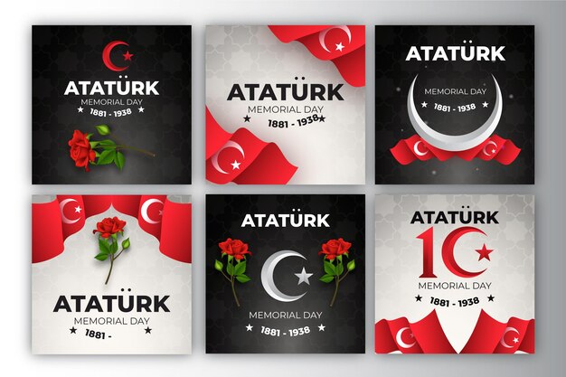 Raccolta realistica di post di instagram per il giorno della memoria di ataturk