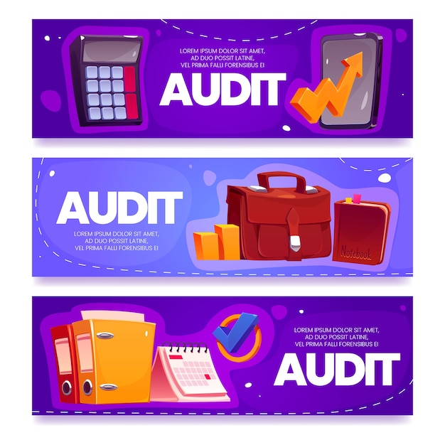 Realistic audit banner collection