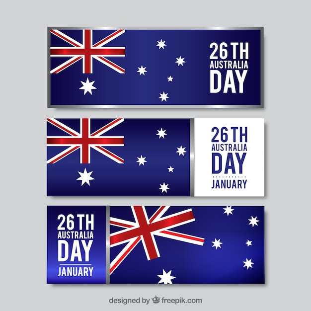 Realistic Australia Day Banners Collection