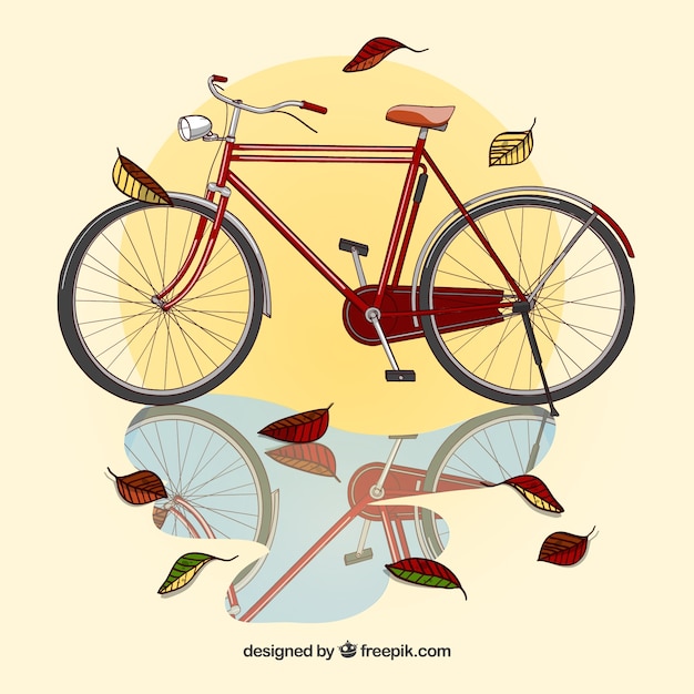 Vettore gratuito sfondo autunno realistico con bici