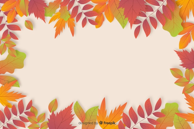 Free vector realistic autumn background with leaves