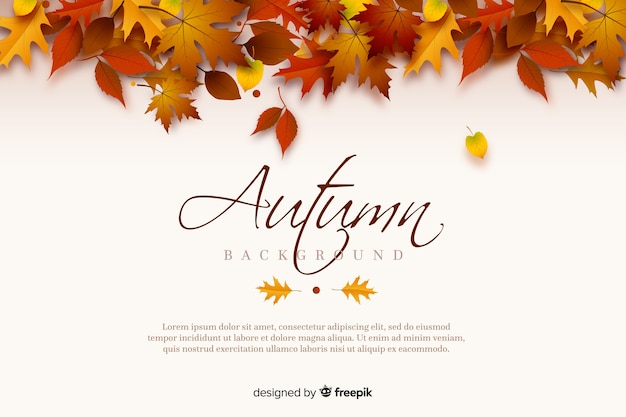 Realistic autumn background with leaves