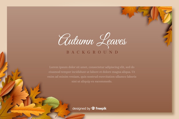 Realistic autumn background with leaves