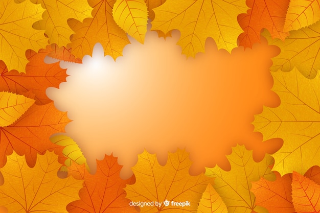 Realistic autumn background with leaves