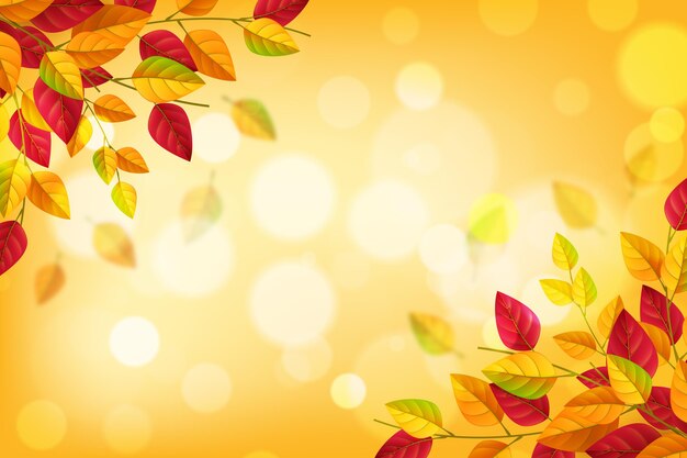 Realistic autumn background with leaves