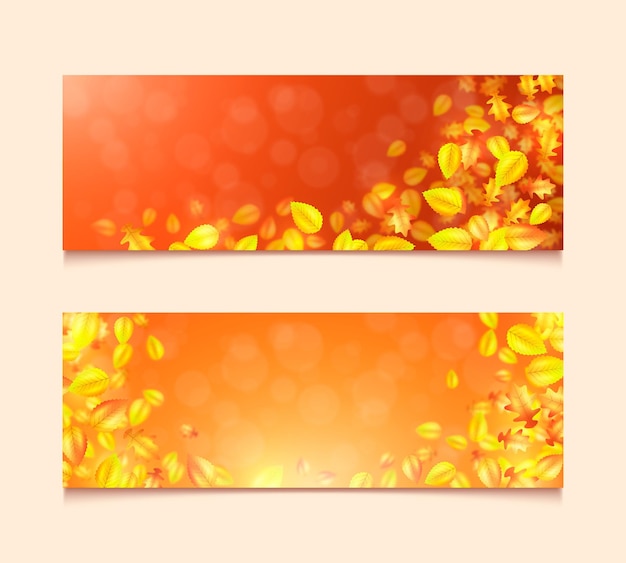 Realistic autumn banners set