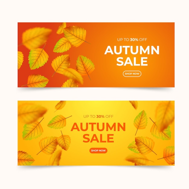 Realistic autumn banners template