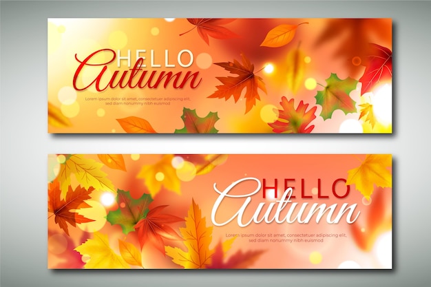 Free vector realistic autumn horizontal banners set