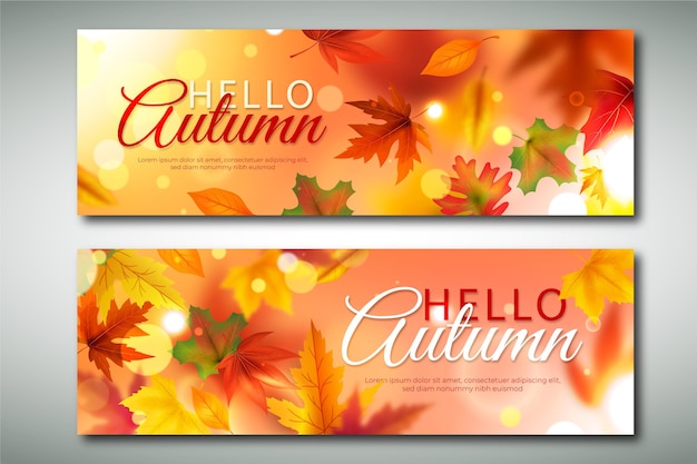 Set di banner orizzontali autunnali realistici