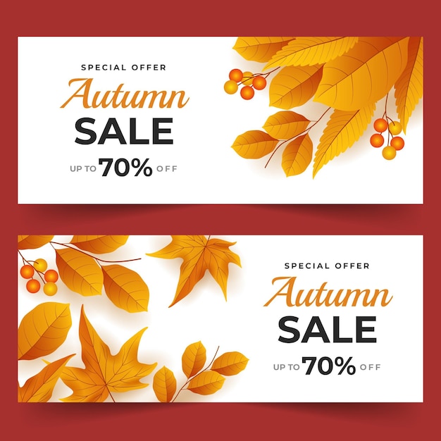 Free vector realistic autumn horizontal sale banners set