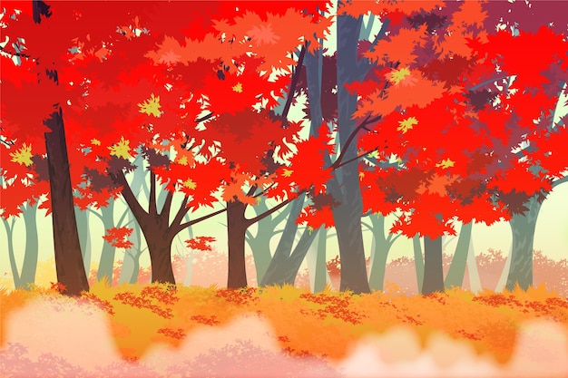 Free vector realistic autumn landscape