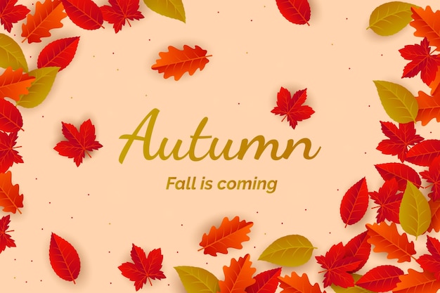 Free vector realistic autumn leaves wallpaper