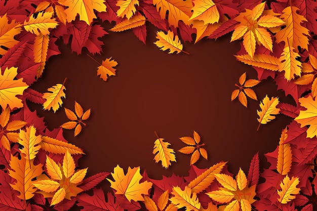 Free vector realistic autumn leaves wallpaper