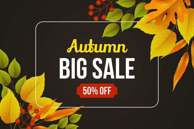 Realistic autumn sale background