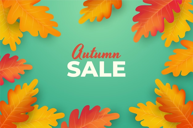 Realistic autumn sale background