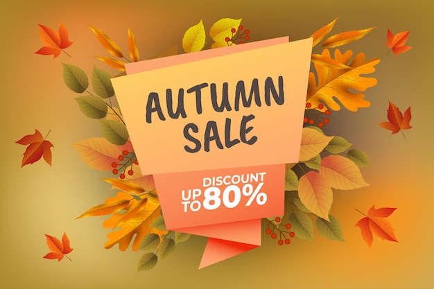 Realistic autumn sale background