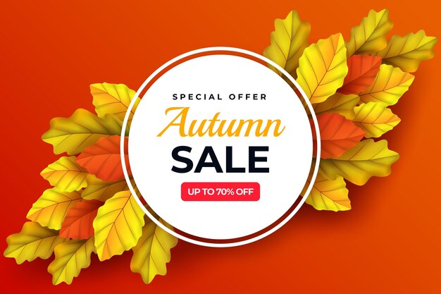 Realistic autumn sale background