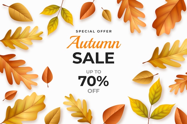 Realistic autumn sale background