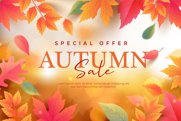 Realistic autumn sale background