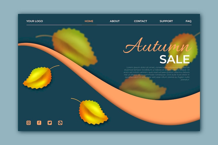 Free Vector realistic autumn sale landing page template