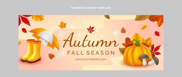 Realistic autumn social media cover template