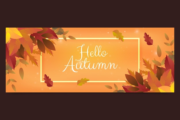 Realistic autumn social media cover template