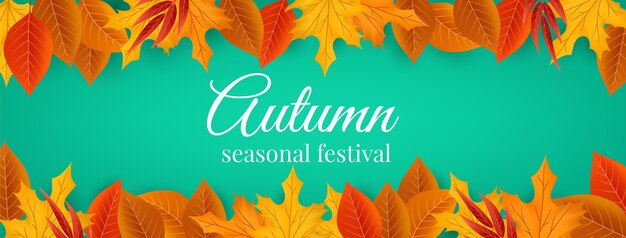 Realistic autumn social media cover template