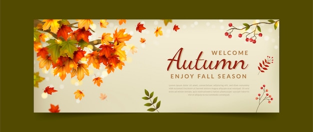 Realistic autumn social media cover template