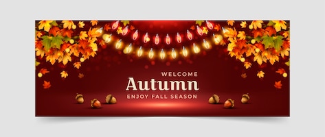 Realistic autumn social media cover template