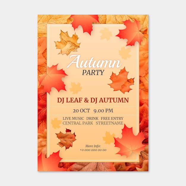 Free vector realistic autumn vertical flyer template with photo