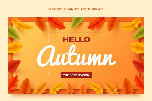 Free vector realistic autumn youtube channel art template