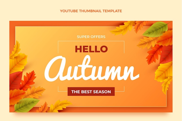 Free vector realistic autumn youtube thumbnail template