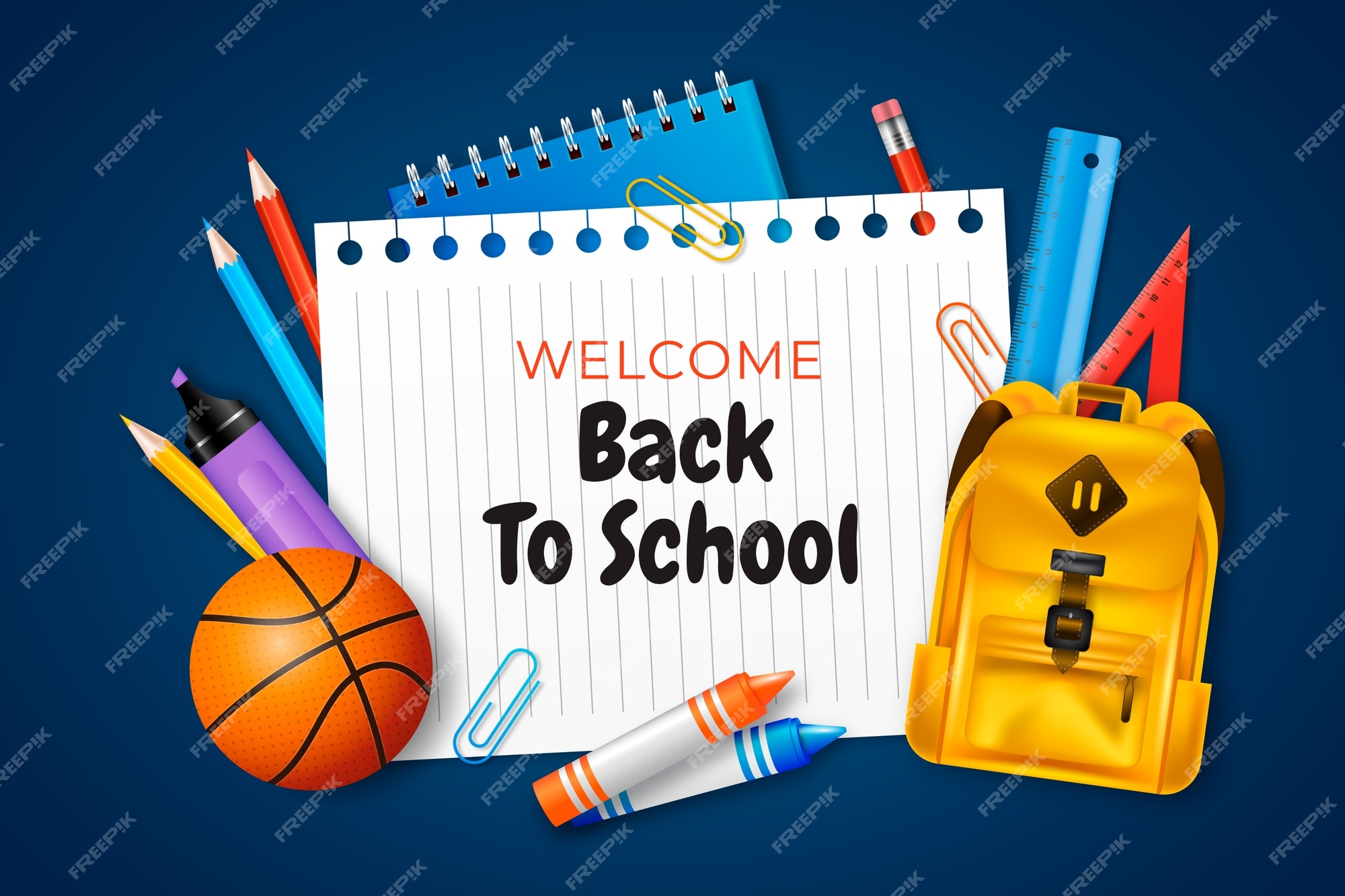 Free Vector  Realistic back to school background with school supplies