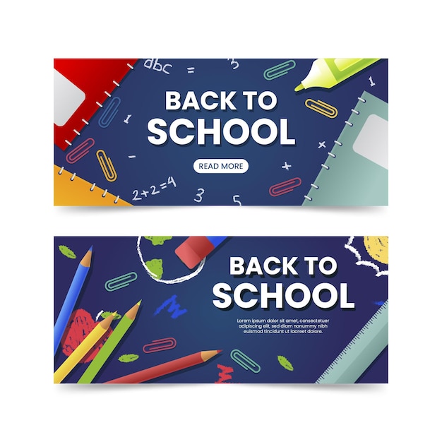 Realistic back to school banners collection