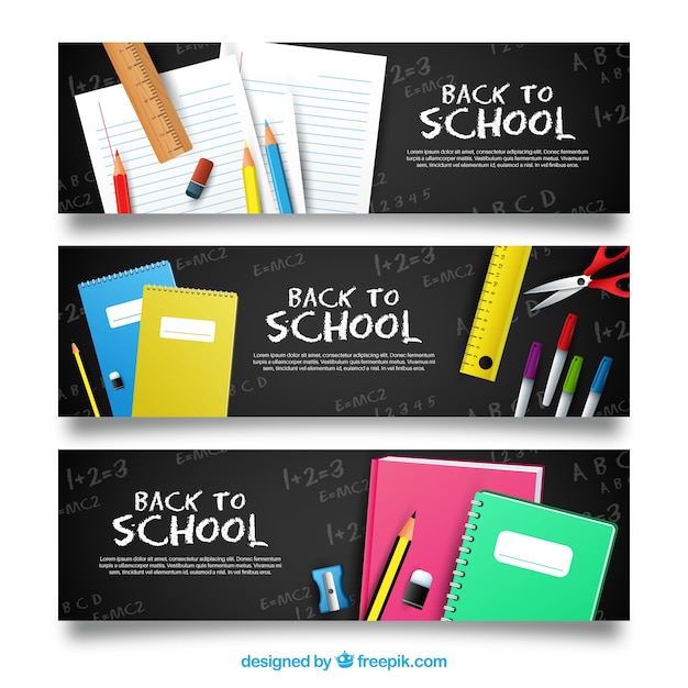 Free vector realistic back to school banners