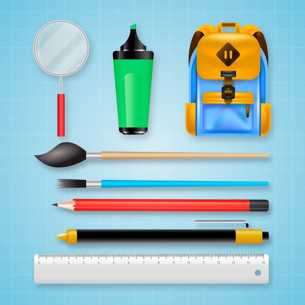 Free Vector  Colorful stationery supplies collection