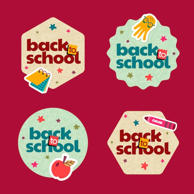 Free vector realistic back to school labels collection