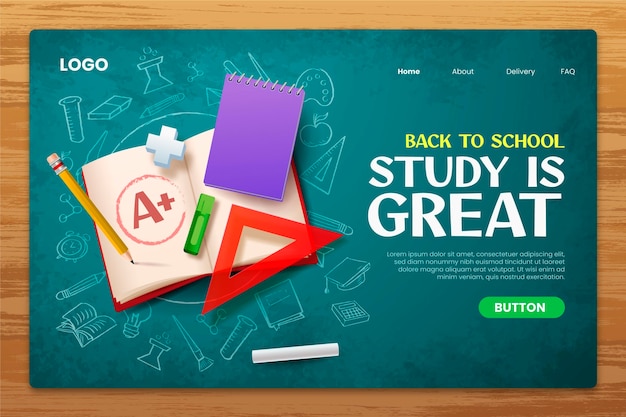 Realistic back to school landing page template