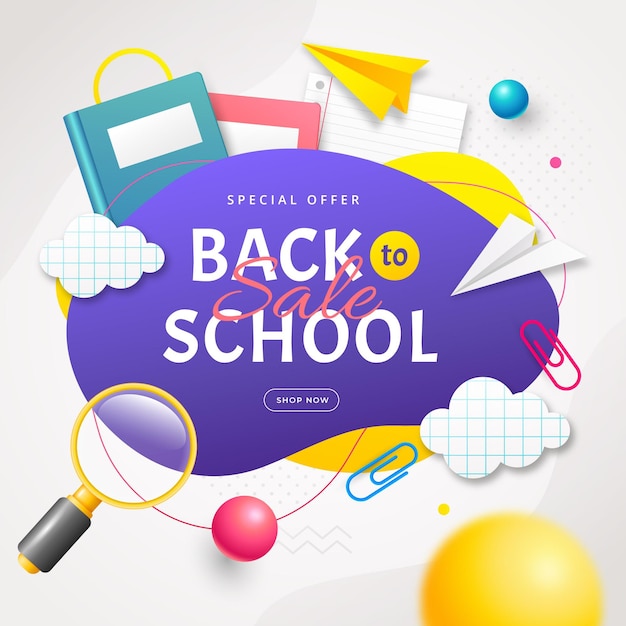 Realistic back to school sale background