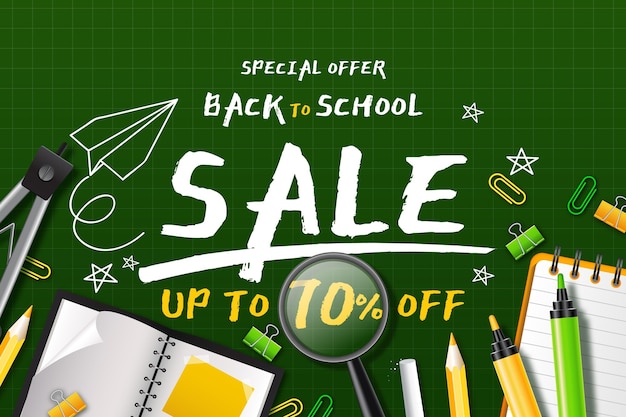 Realistic back to school sales background