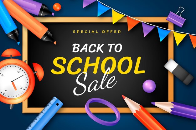 Realistic back to school sales background