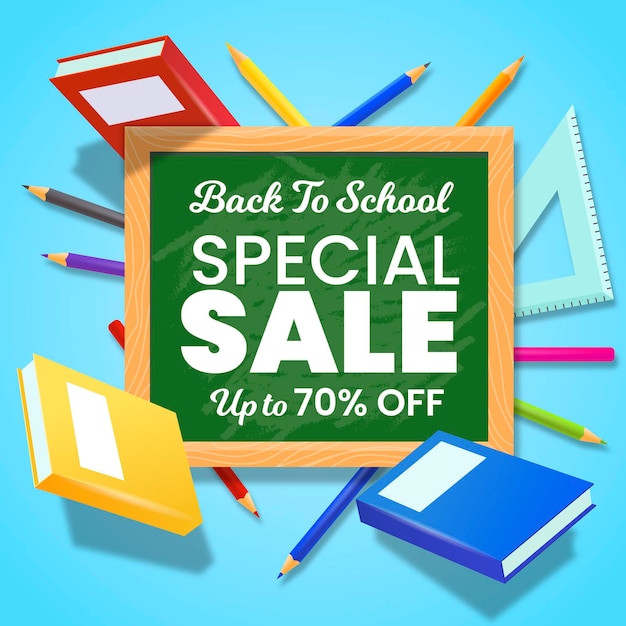 Realistic back to school sales banner