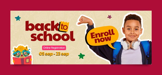 Free vector realistic back to school social media cover template