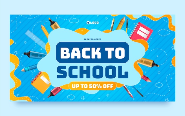 Free vector realistic back to school social media post template