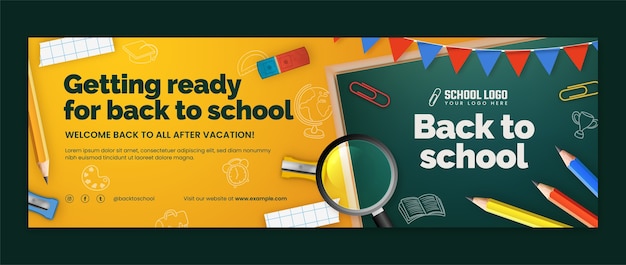 Free vector realistic back to school twitter header