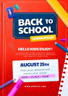 Realistic back to school vertical sale flyer template